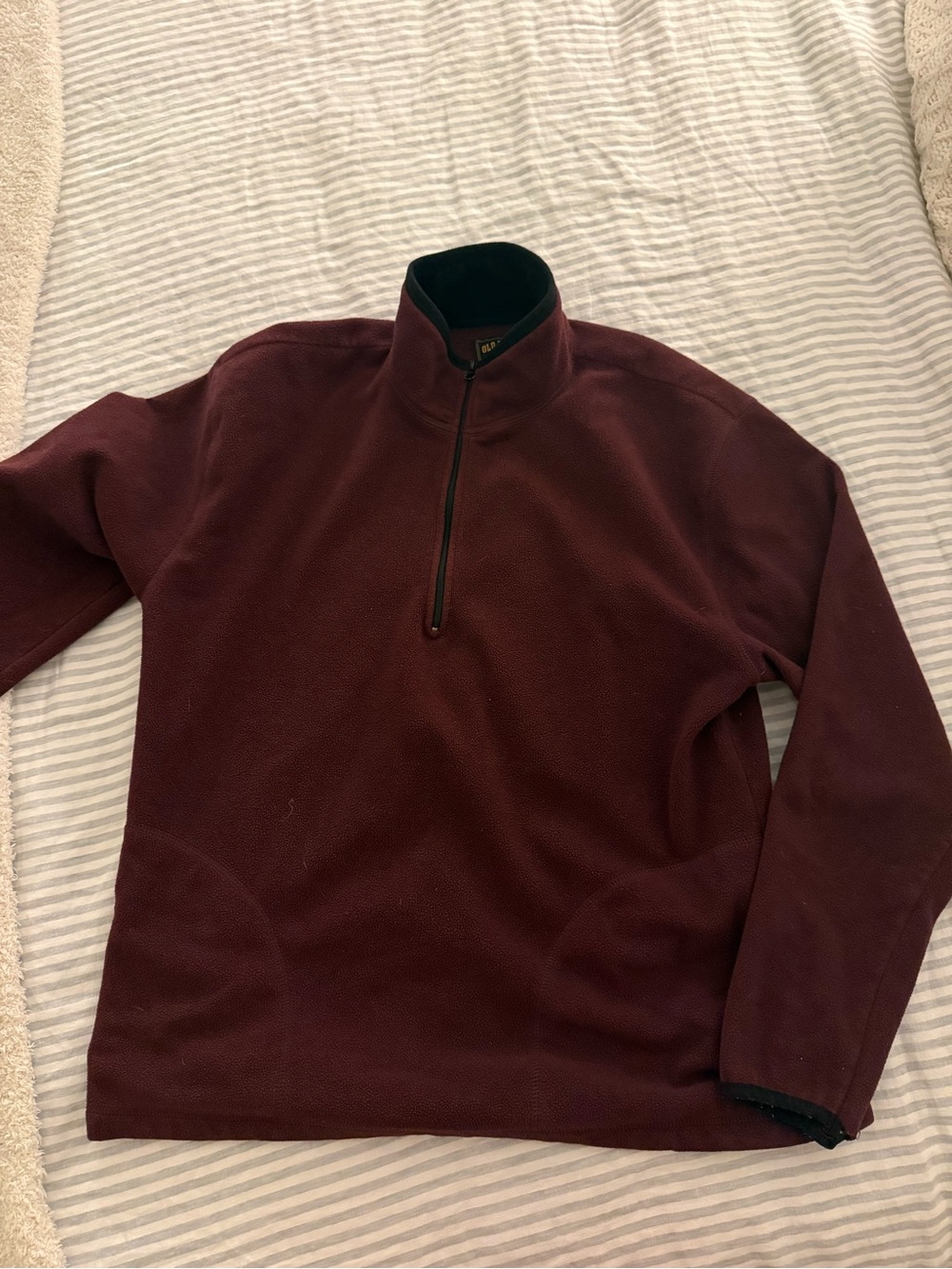 Vintage Old Navy Men's Zip-Up Fleece Pullover - Deep Wine